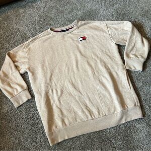 Tommy Hilfiger Tan Oversized Crewneck Sweatshirt
